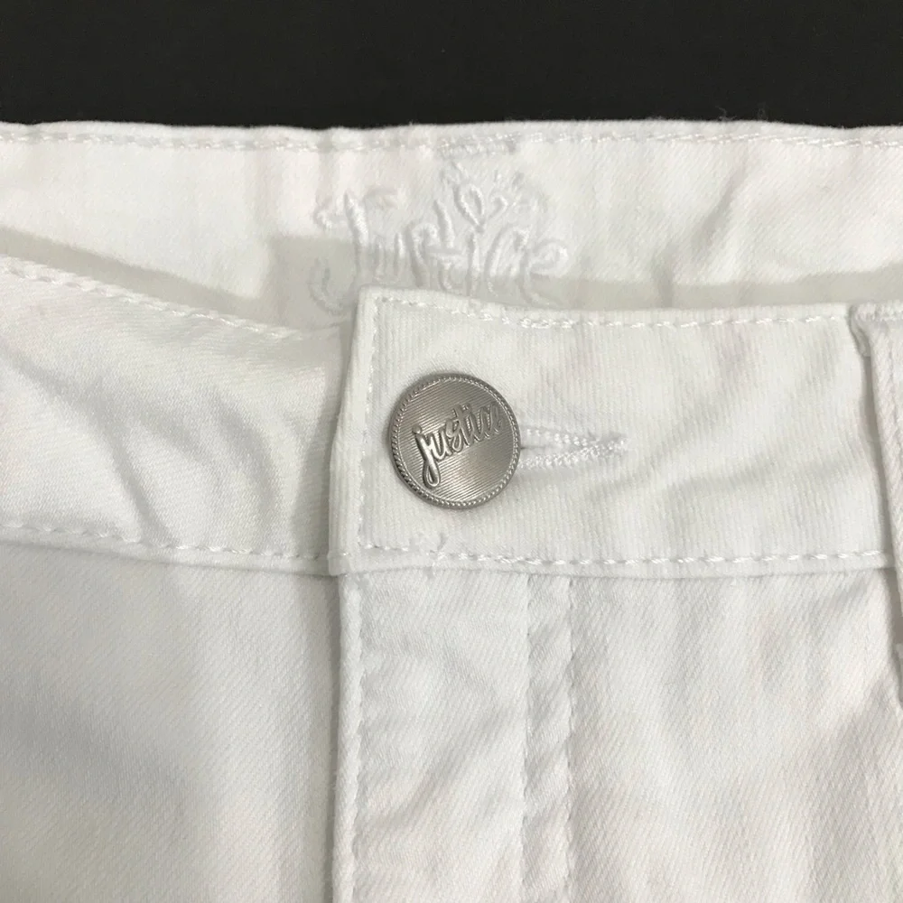 Justice White Denim Raw Hem Shorts Size 16